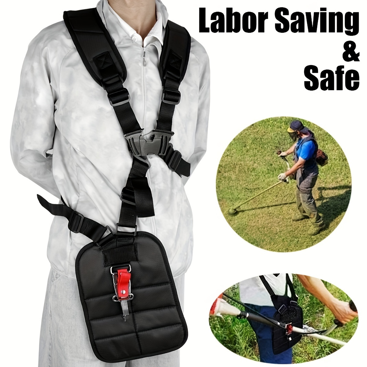 

Heavy-duty Trimmer Shoulder Strap With Soft Padding - Universal Fit, Durable Polyamide Harness With Dual Buckles For Comfort And Stability - Ideal For , Brush Cutter, And Lawnmower - Single Pack