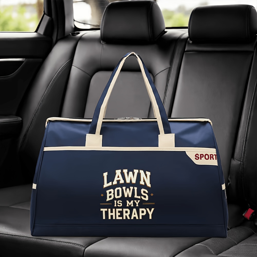 TEMU 1pc Lawn Bowls Print Tote Gym Bag - Fitness Crossbody Bag - Duffel Bag - Handbag - Shoulder Bag - Basketball Bag - Yoga Bag - Dance Bag -