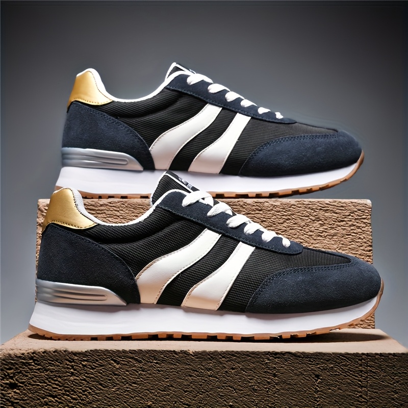 AOPLUS Men's Breathable Casual Sneakers - Lightweight Running Shoes with Cushioned Insole, Durable Rubber Sole, and Stylish Color Block Design for Sports and Casual Attire