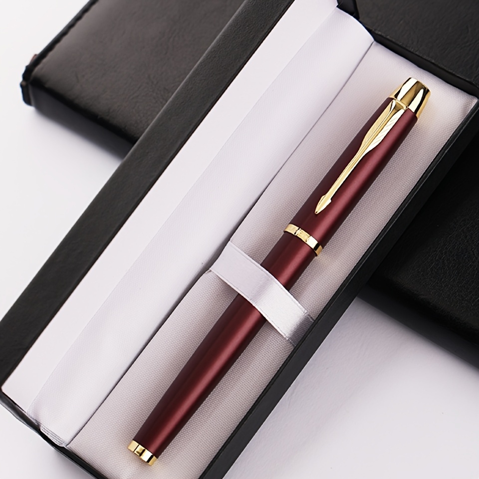 TEMU Custom 2pcs Set: 1pc Premium Metal Fountain Pen With Thickened , , 1pc Pocket Clip, 0.5mm Nib, 3.4mm Diameter, Built-in Converter - Ideal For