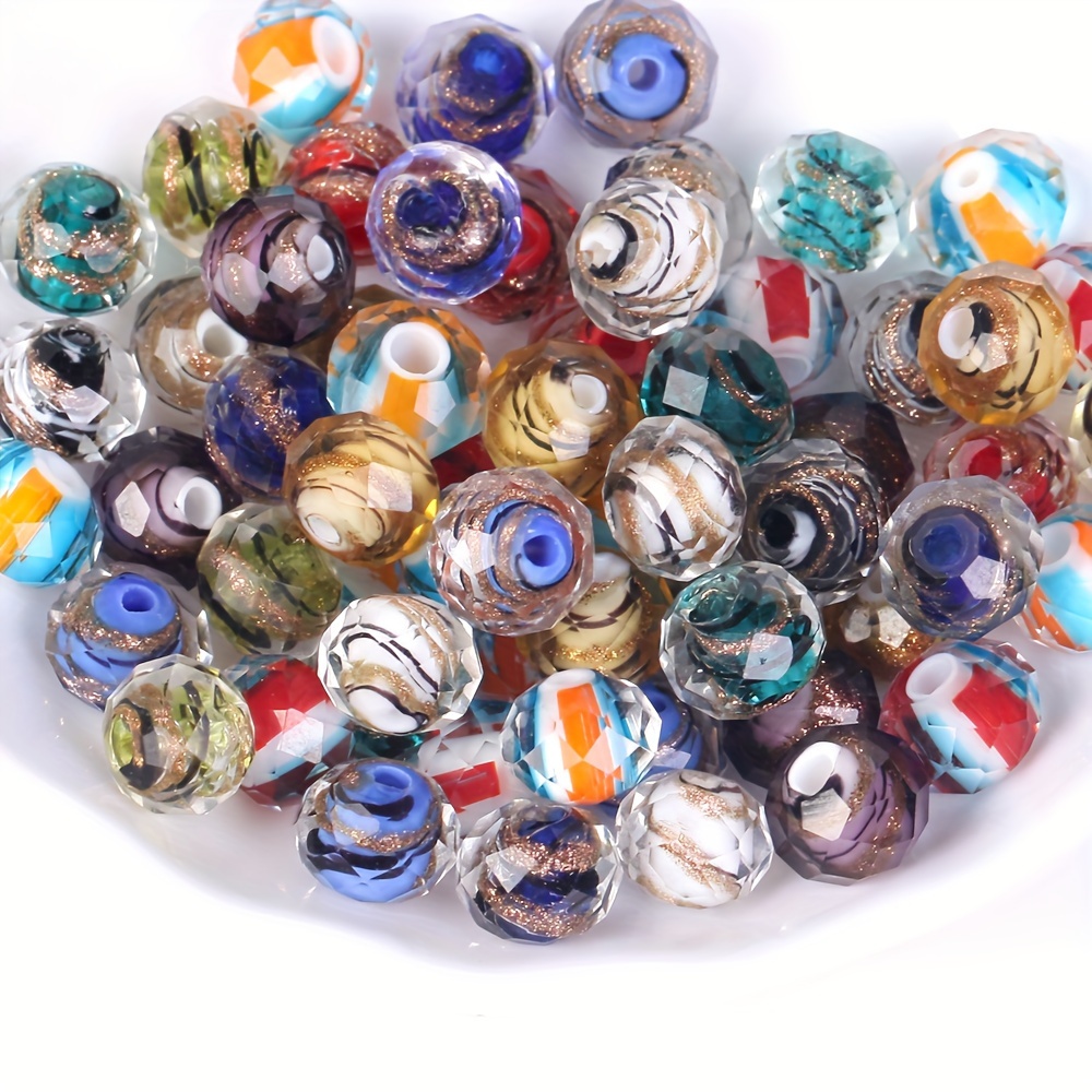 

10pcs Lomuine Lampwork Glass Beads, 10x17mm - Vibrant & Glittery For Making, Bracelets & Necklaces, Beads For Jewelry Making