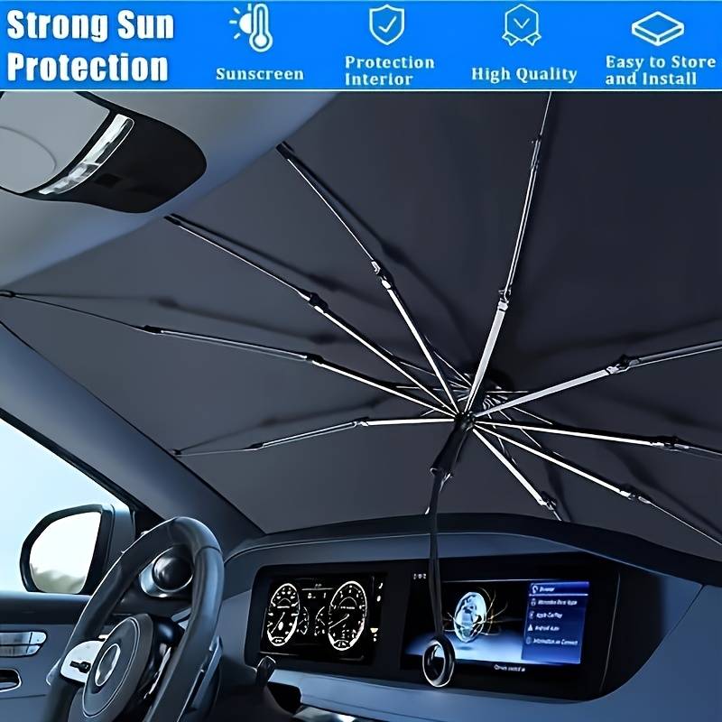 IC ICLOVER Foldable Car Windshield Sun Shade - Large 59x33.5 Inch, US Flag Design, UV Block