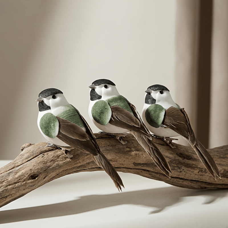 TEMU リアルな羽の鳥の装飾 緑色の背中と黒い頭を持つ長い尻尾のPP製鳥 屋外/屋内吊り下げ用 ホームオーナメント - 中庭・屋内のクラフトディスプレイ用 小さな鳥の形をした吊り下げ装飾