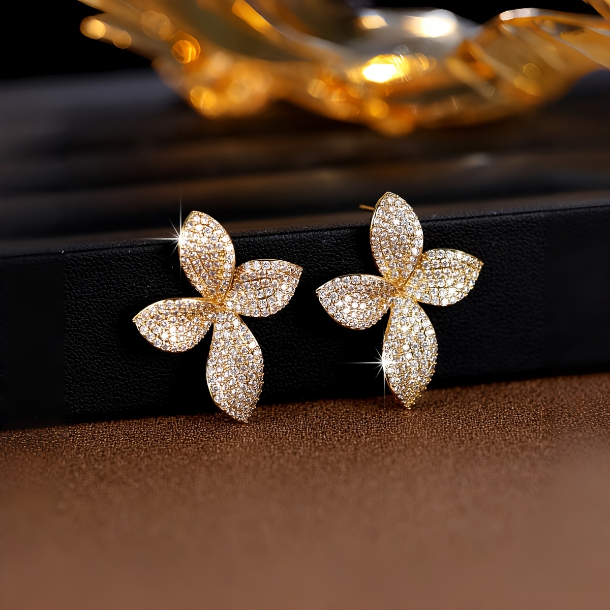 2pcs Floral Earrings, Sparkling Earrings, Unique Women's Accessories