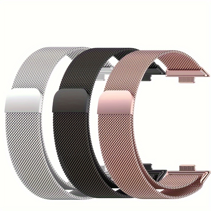 E-shop 3er-Set Milanese-Loop Edelstahlarmbänder für Fit 3 - Bequeme, Langlebige Ersatzarmbänder