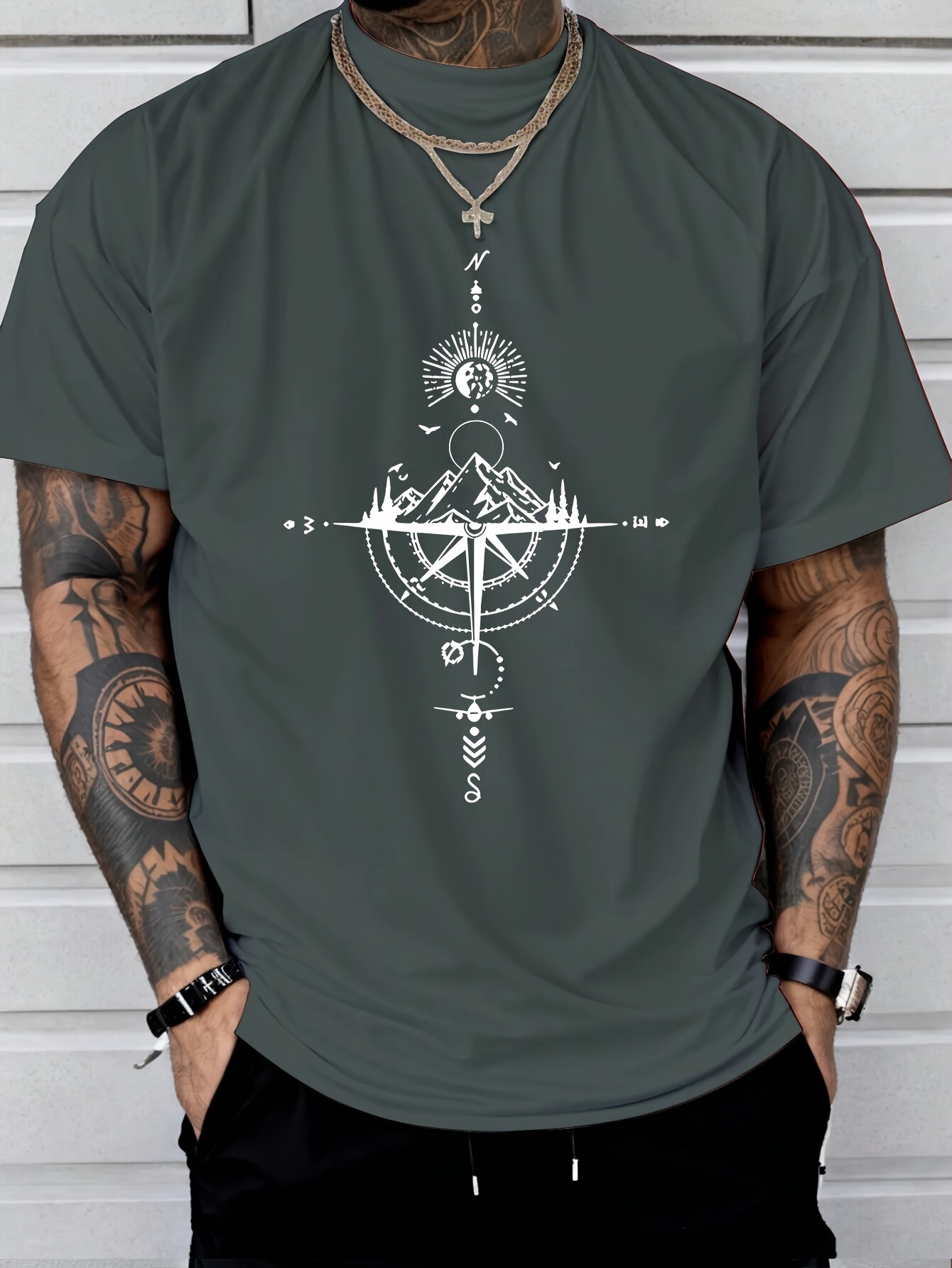 T-shirt homme été en coton coupe ample confortable décontracté_voghion.com