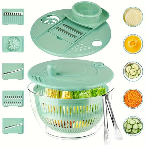 large capacity salad dehydrator and vegetable washer heavy duty manual kitchen with 5pcs non slip base 5 3 5 catering tool dishwasher safe no electricity needed space saving kitchen gadget