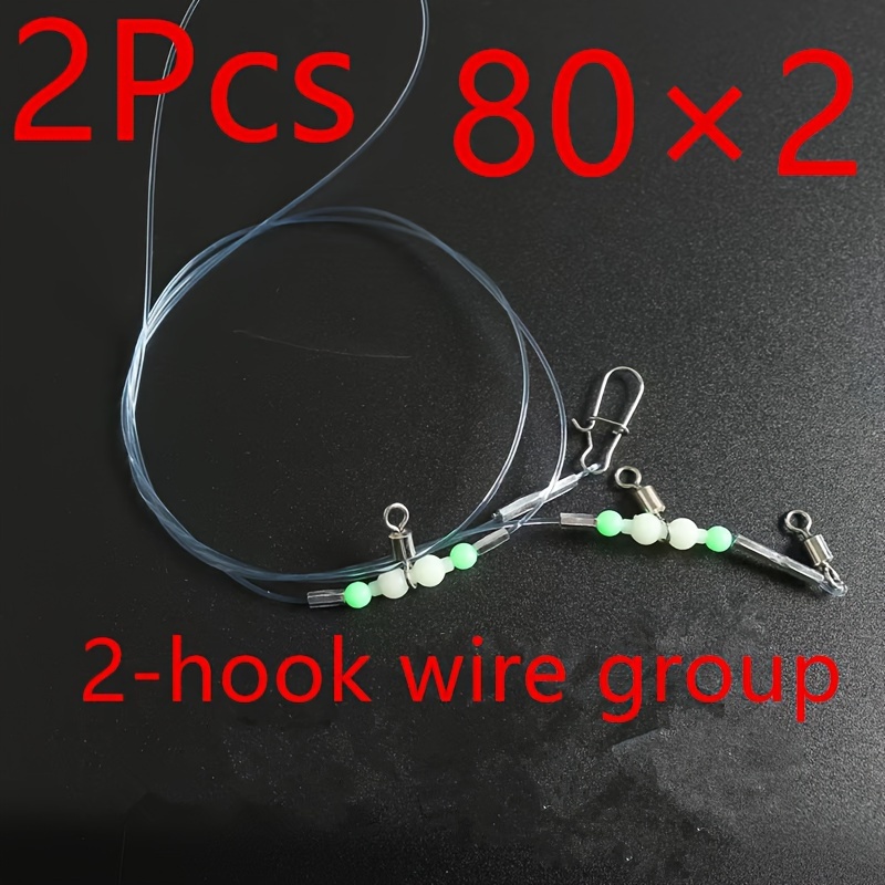 2 Durable Fishing Nylon Line String Sets, Luminous Beads, Luminous Gourd Swivel - Stainless Steel Pins - Used With Fish Hooks - Your Boat Fishing And Sea Fishing Needs -