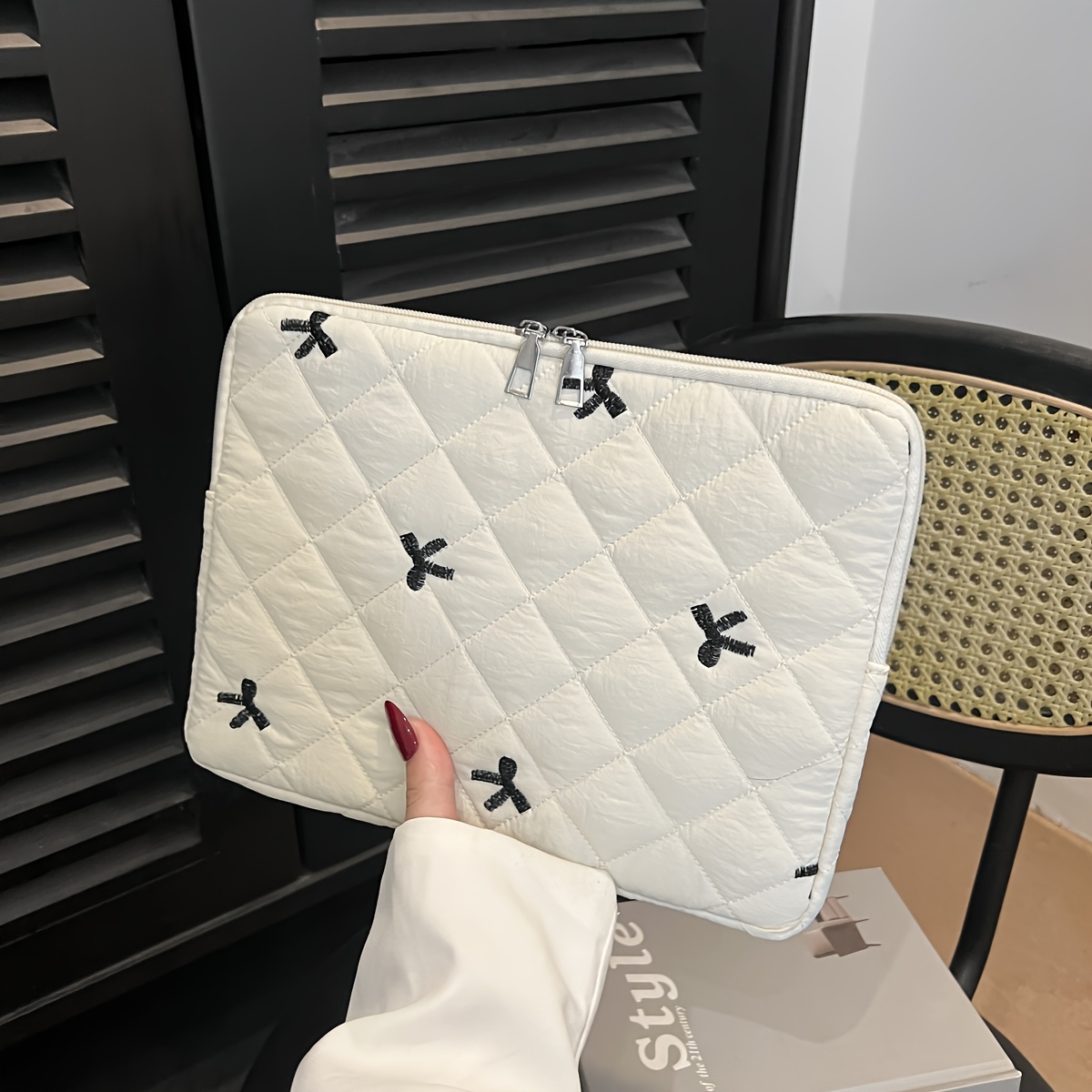 1 Laptop Bag With Bow Style Tablet Sleeve, Suitable For 10/11-inch Ipad And 13/14-inch Macbook .6-inch Notebook Case