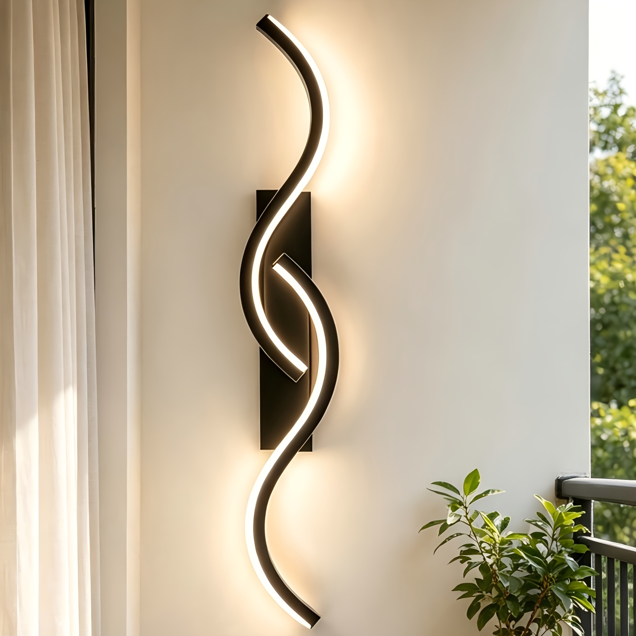 TEMU Lampada da parete a LED a striscia lunga con curva a S, 1 pz, , lampada da comodino attorcigliata minimalista 220-240V, luce 4000K, apparecchio