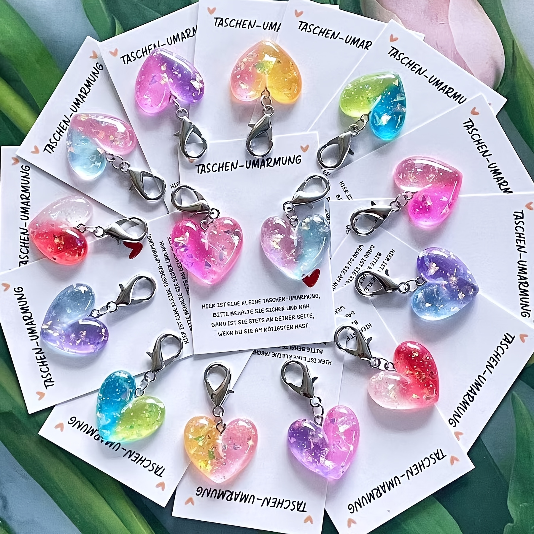 TEMU 7pcs/14pcs Mixed Gradient Heart Keychain - Pocket Hug Card - A Perfect Thank You Gift For The Best Friend | Cute Wallet, Backpack, Car Pendant Decoration, Expressing For , Gifts For Birthdays
