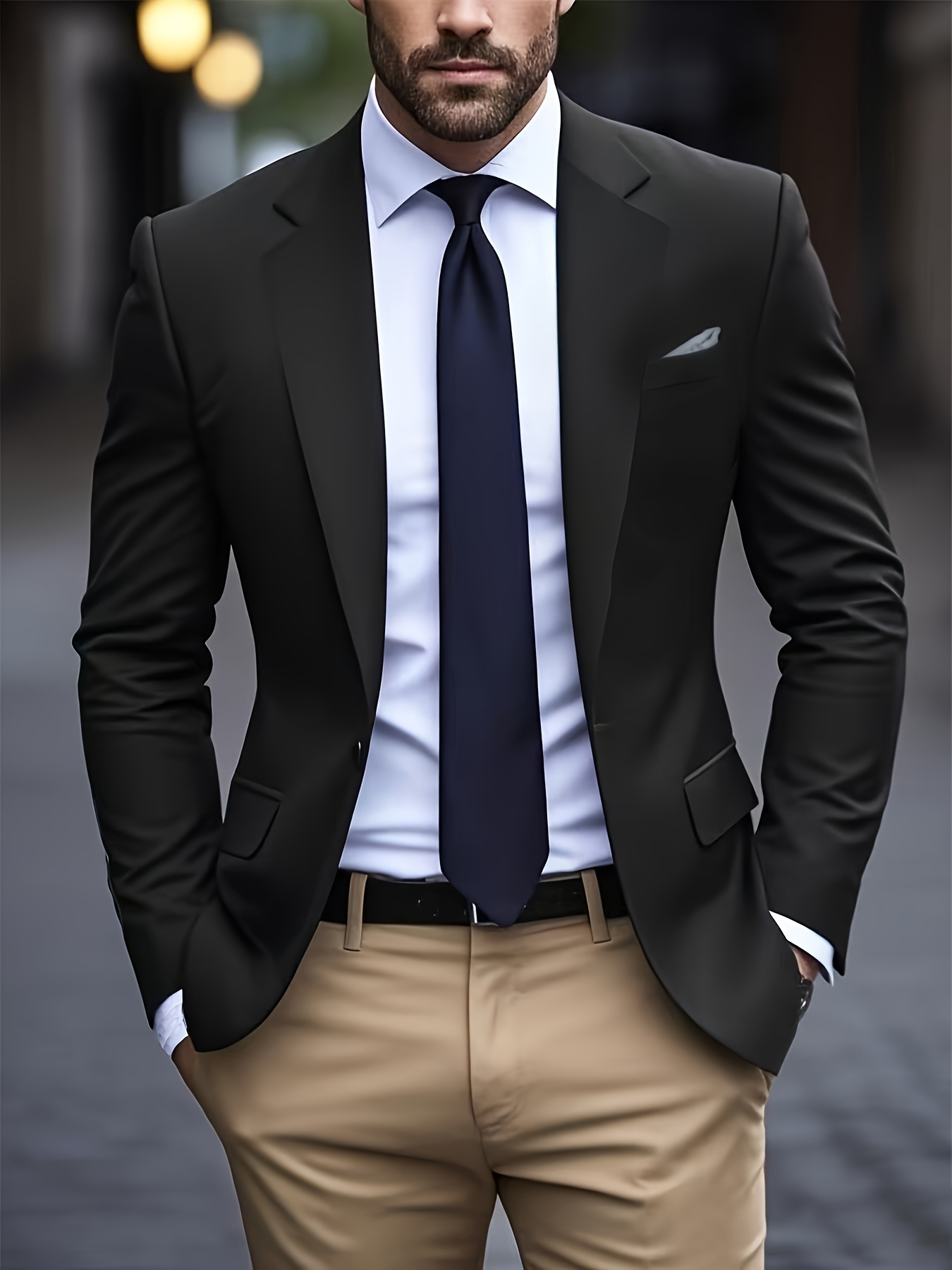 mens single breasted business casual   solid color notch lapel long sleeve jacket regular   season versatile office formal wear sophisticated     0