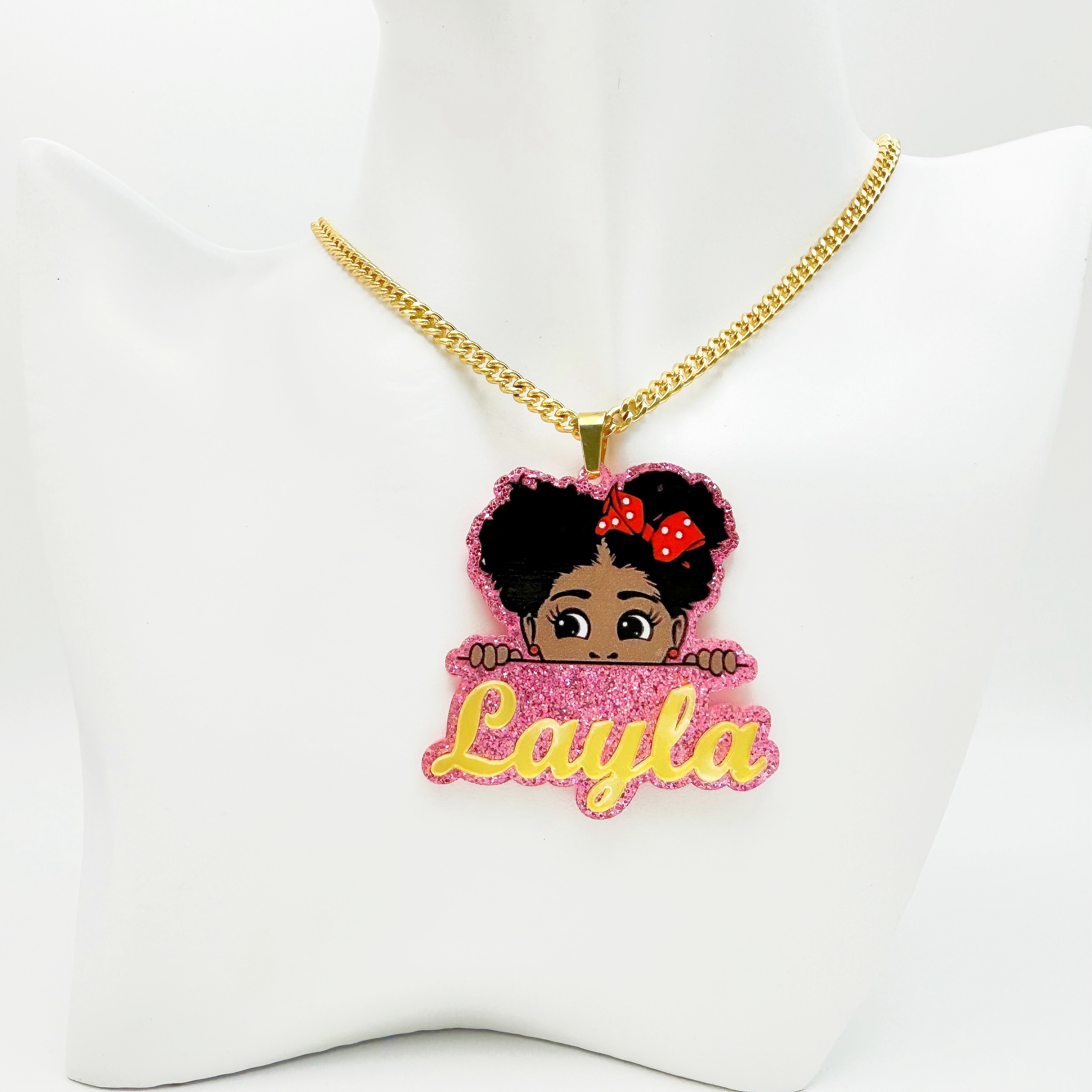 TEMU Custom Double-layer Acrylic Cartoon Nameplate Pendant Necklace, Personalized Back-to- Gift, Birthday Gift