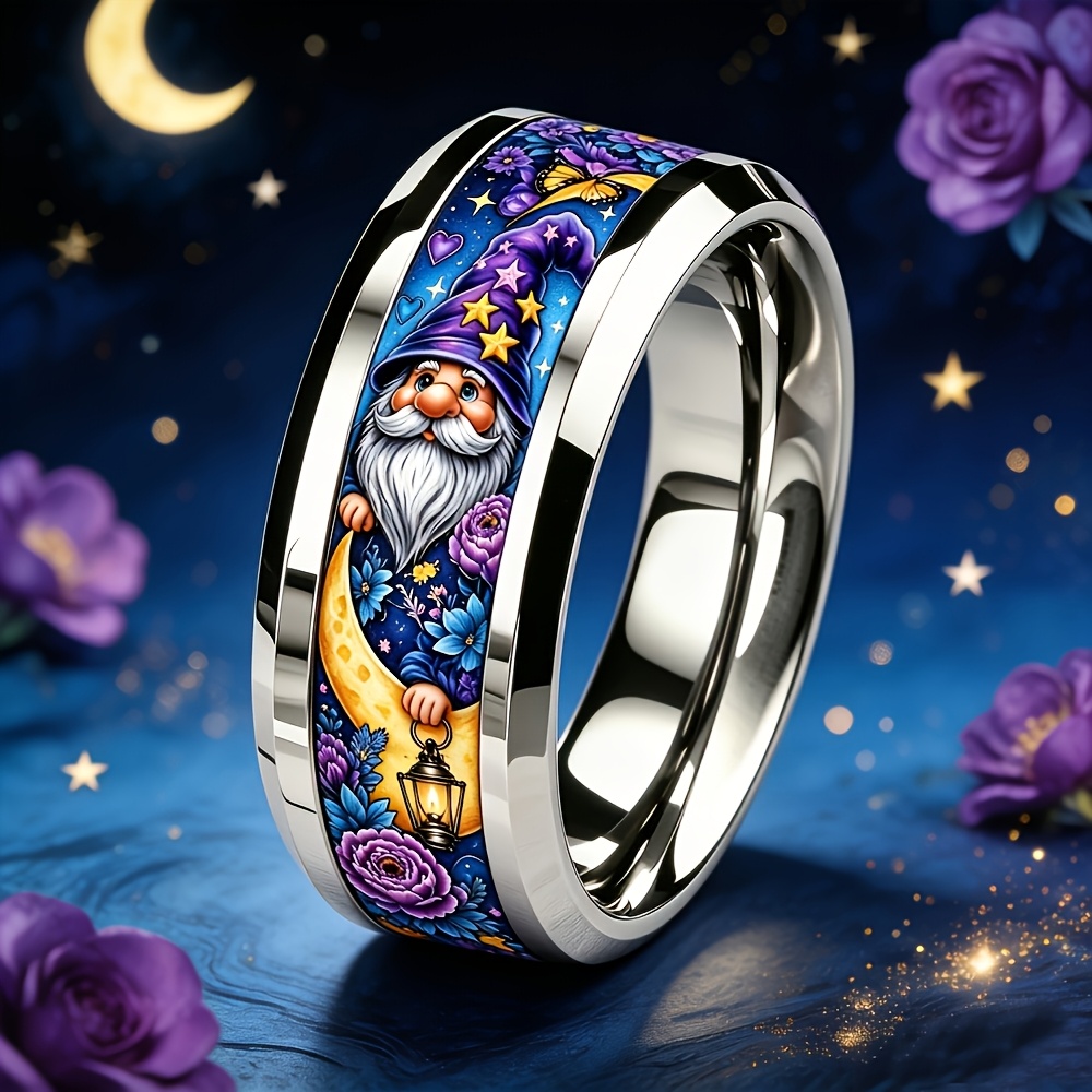 Fantasy Mystical Wizard Goblin Moon Starry Sky Ring