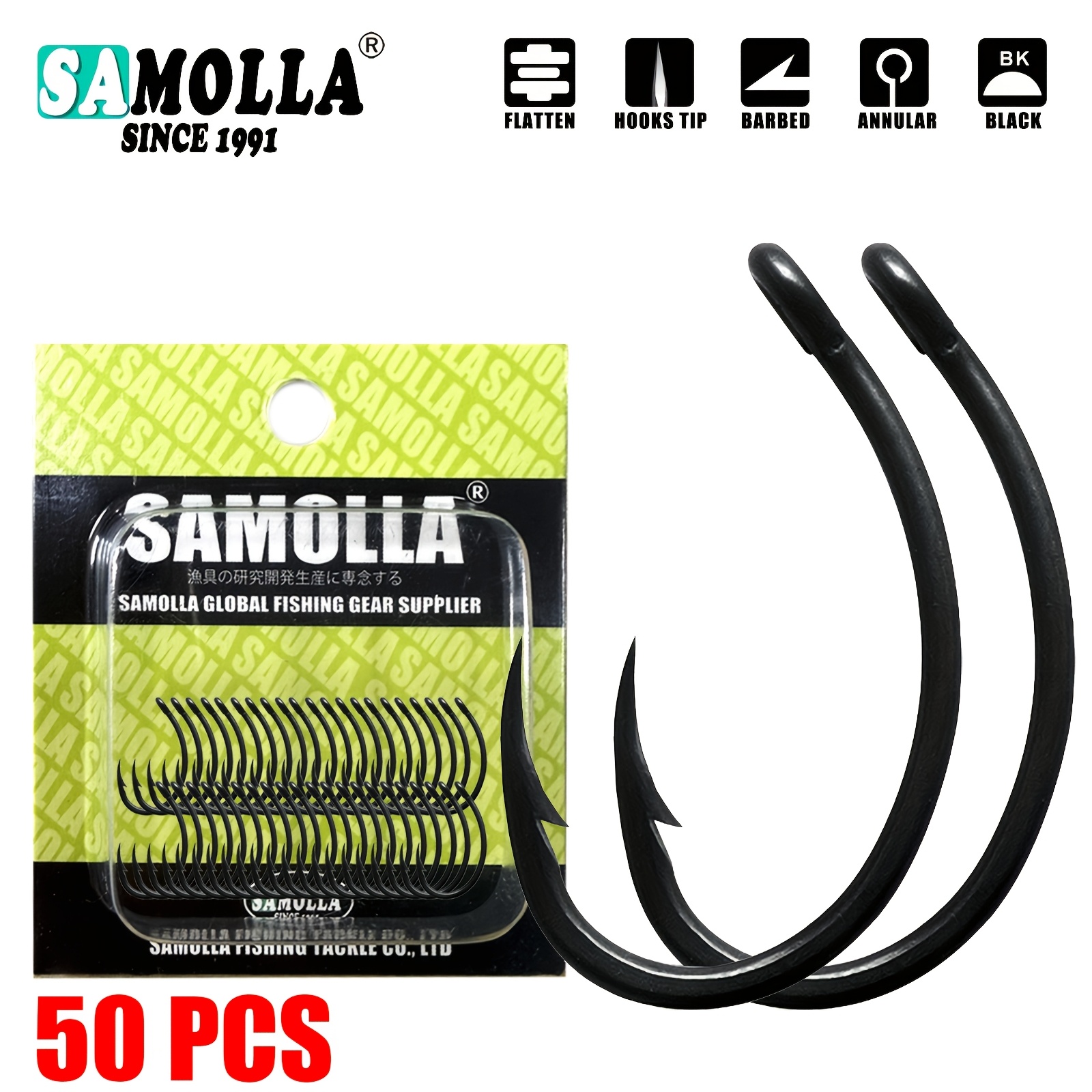 50 buc. Cârlige Pescuit Crap, Acoperire PTFE, Oțel Carbon Înalt, Cârlige Barbatate din Oțel Inoxidabil, Cârlig Crap Curbat, Lățime Mare, Barbatat și Întărit