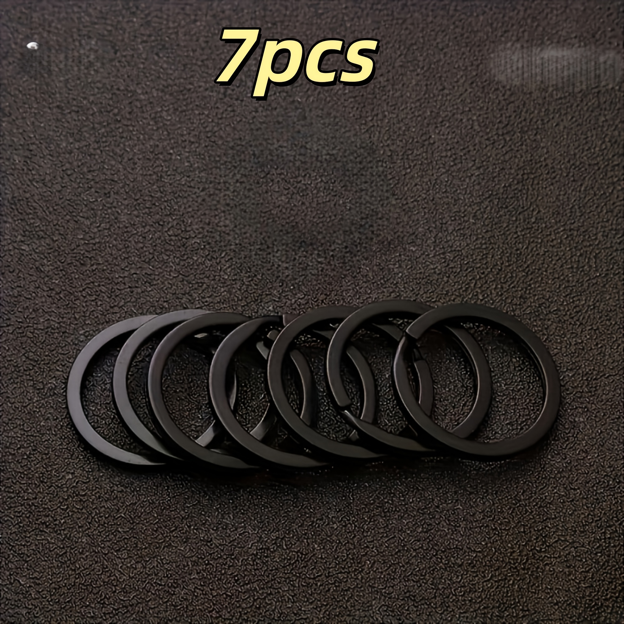 TEMU 7pcs Matte Black Keychain, Metal Flat Split Key Ring, Suitable For Home, Car, Dog Tags, Office Lanyard Keys