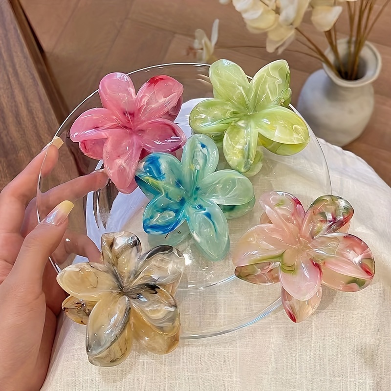 

5pcs Hair Claw Set - Large, Non-slip Ponytail Holders For Women & Girls, Hair Accessories, Neurotransmitter Flowers, 2024 New Model