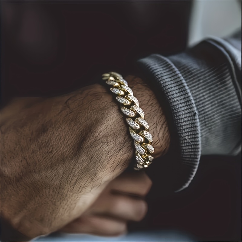 shiny     bracelet cuban chain bracelet exaggerated hip hop style hand chain jewelry party favors Product details 1