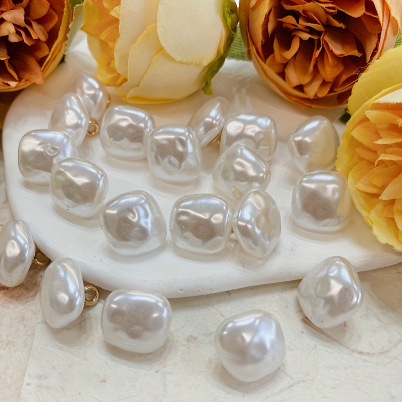 

10pcs Elegant 10mm White With Metal Flower Tray - , Irregular Shaped Fasteners For Cheongsam, Tang Vests & Chinese Style Shirts, Buttons For Clothes