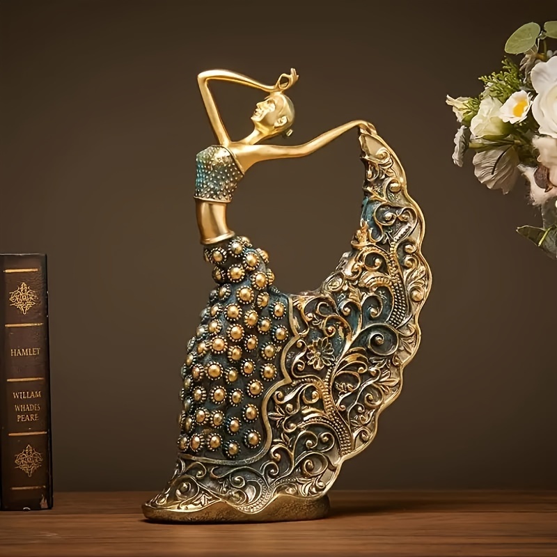 Image of A Peacock Dancer Statue, A Vintage Resin Dancer Sculpture, Handcrafted Home Decor, Craft Decoration, Entrance Decor For A Wedding Room Cabinet, Christmas, Holiday Gifts