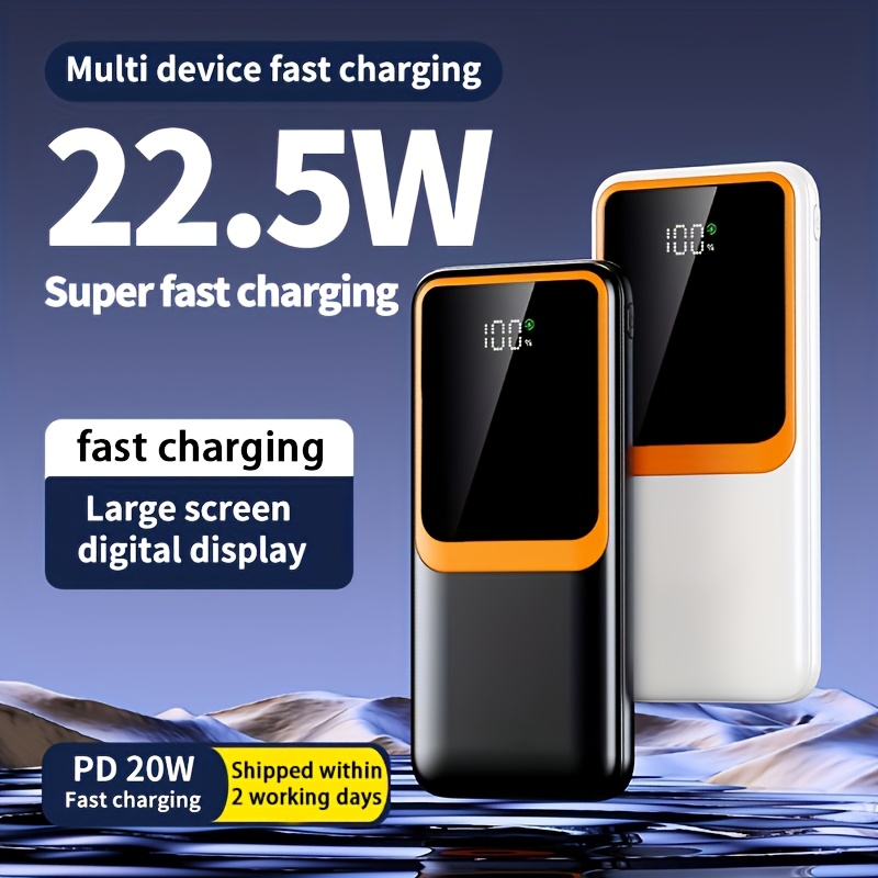 

30000mah Large Capacity Pd20w Fast Charging Power Bank, Portable /camping Removable Emergency Power Supply, With Led Display, Compatible With Most Electronic/mobile Charging, Spare Battery Pack, Gift