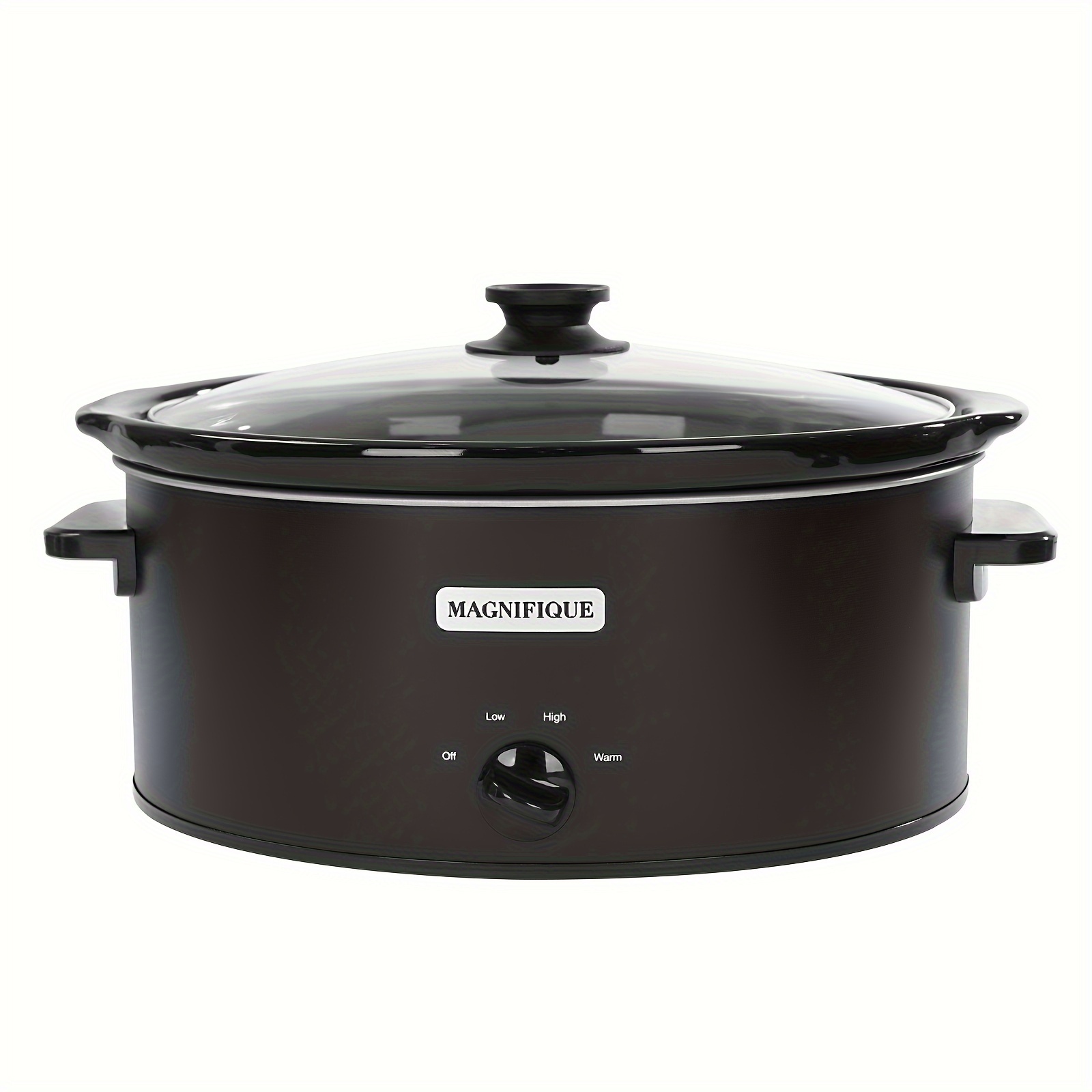 

1pc, Magnifique 6 Quart Black Slow Cooker, Oval Manual Food Warmer With 3 Cooking Settings, Glass Lid, Ceramic Pot, Kitchen Appliance For Family Dinners
