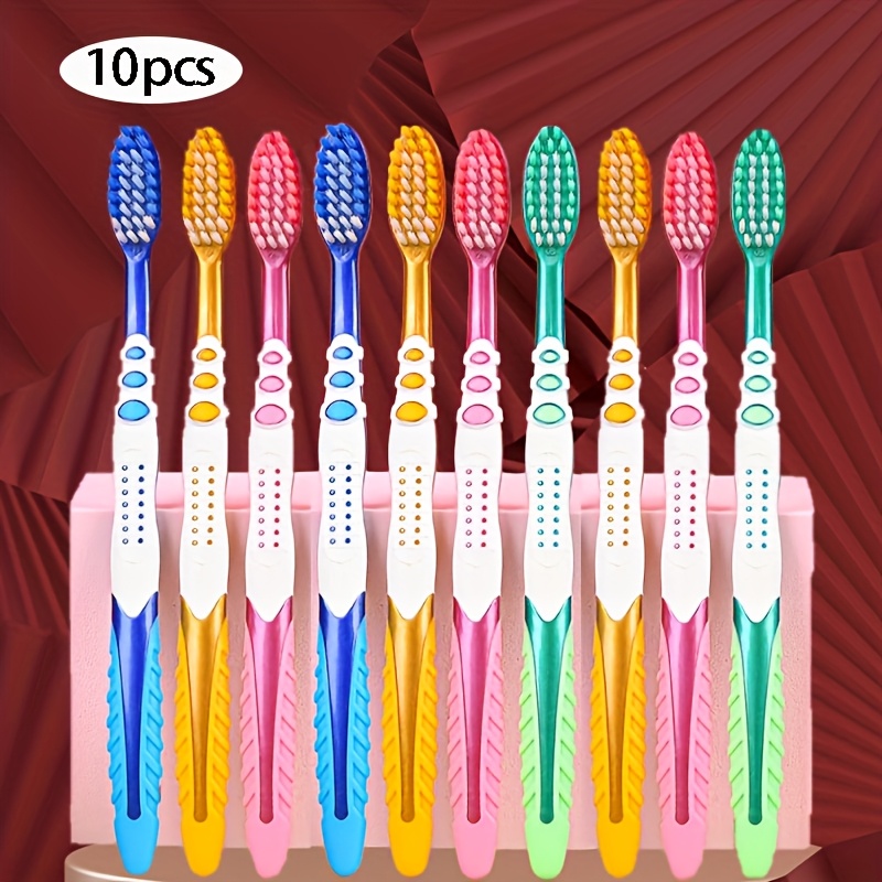 Image of Random 10pcs Multi-colors, Adult Manual Toothbrush, Gentle And Comfortable, Suitable For Men And Women, Stiff Bristles, Deep Cleaning