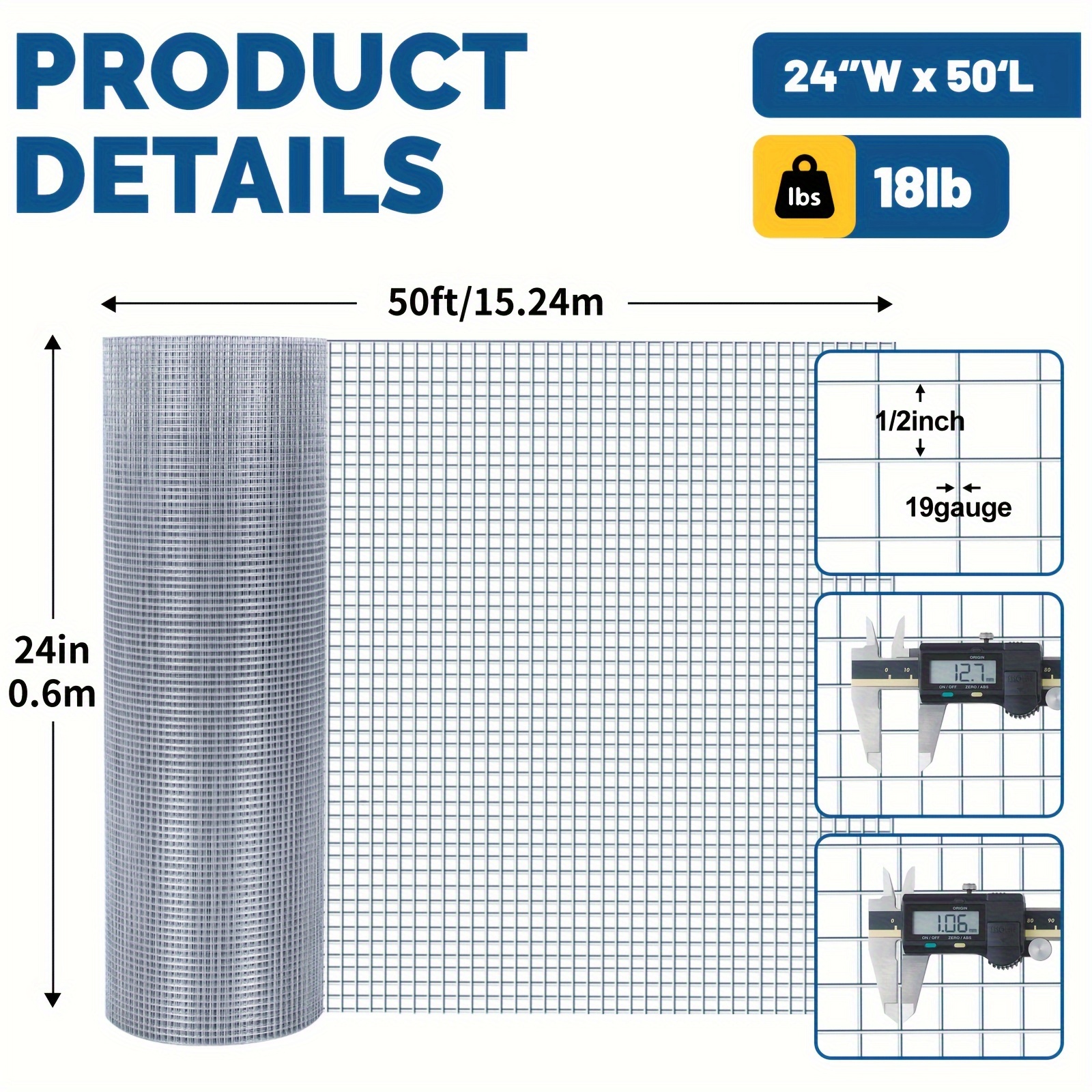 Hardware Cloth X 50 Foot Welded Wire Mesh Roll Hot dip Temu