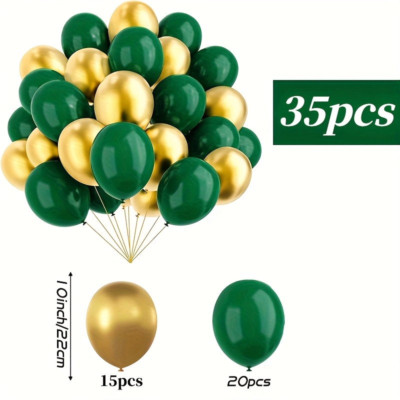 Image of 35/53pcs Elegant Green And Set | 10/12inch Metal Latex Balloons For Birthdays, Graduations, 's Day, Showers, And Jungle Party Decorations In Dark Green