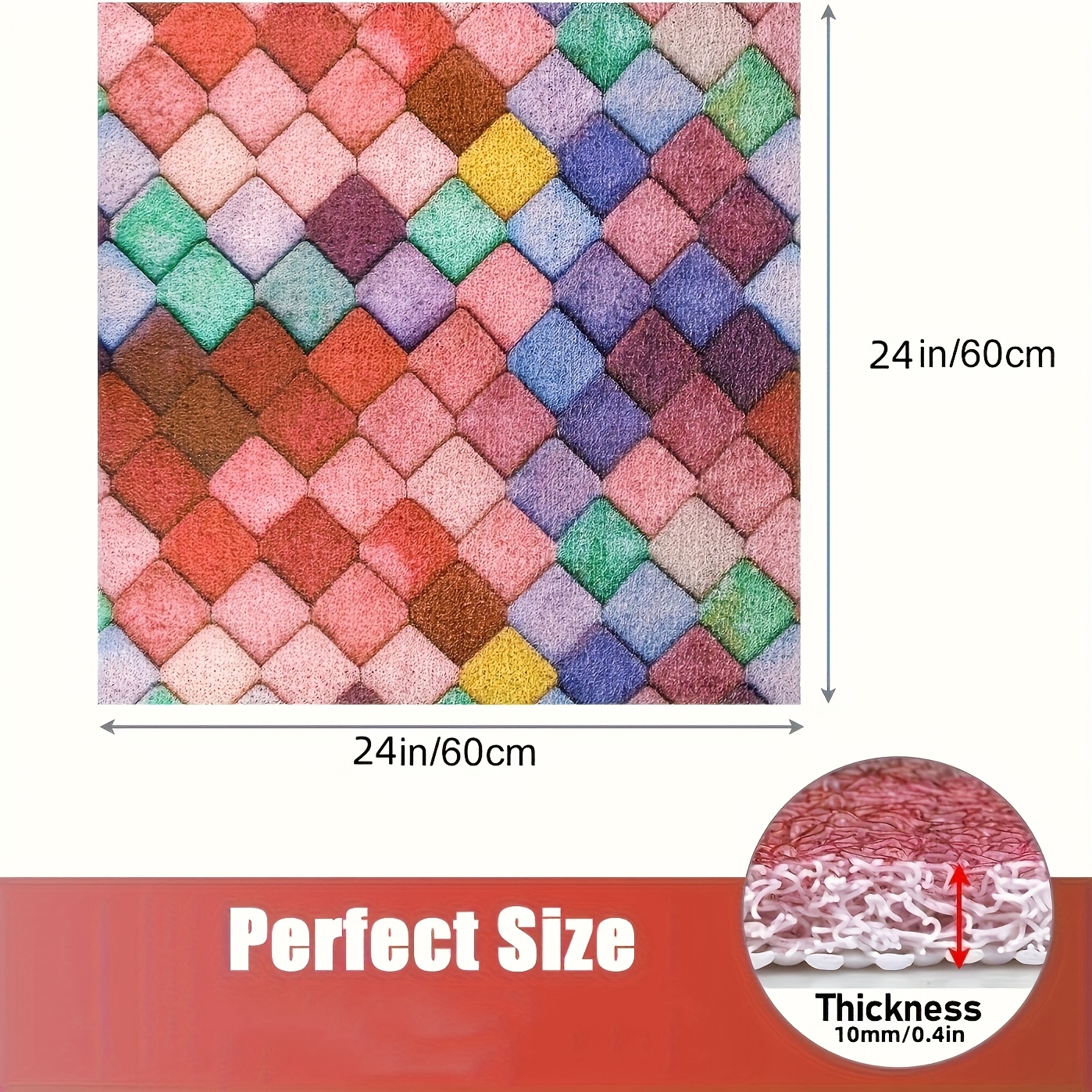 non slip shower mat with drain holes quick dry bath anti slip bathroom floor mat soft cushioned pvc bath mat for shower bathtub kitchen easy clean bathroom safety mat   elderly care Product details 2