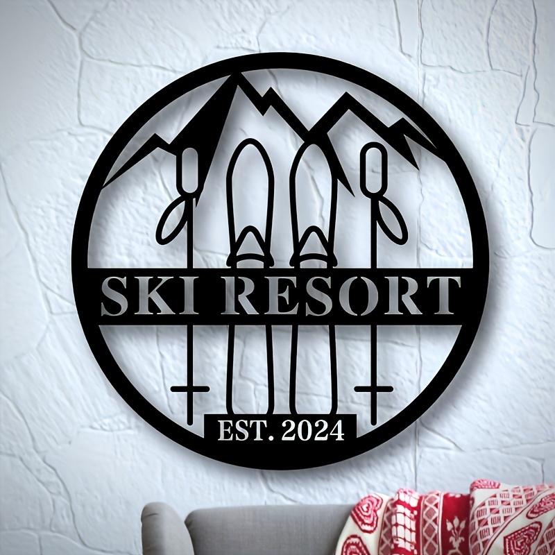 Décoration Murale Personnalisée En Métal Sur Le Thème Du Ski - Art Mural Personnalisable Nom/station - Cadeau Pour Skieur, Décoration Chalet - 10
