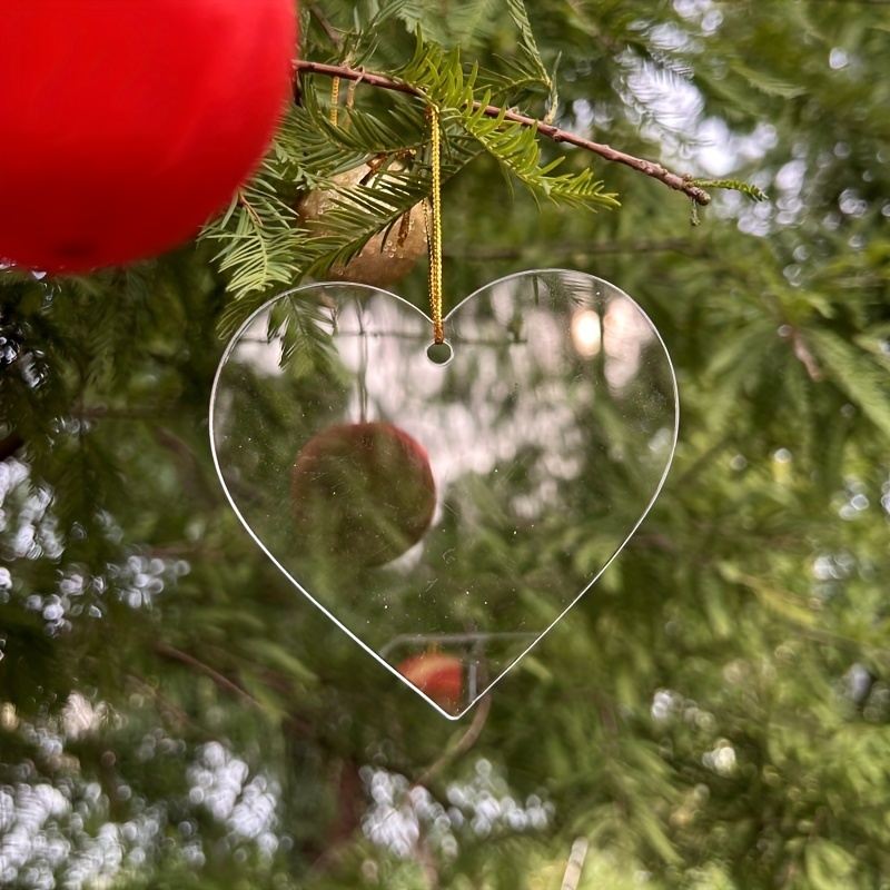 

50-pack Transparent Acrylic Heart Christmas Ornaments 3.03" - Diy Blank Acrylic Holiday Decorations For Christmas Tree And Home Party Decor