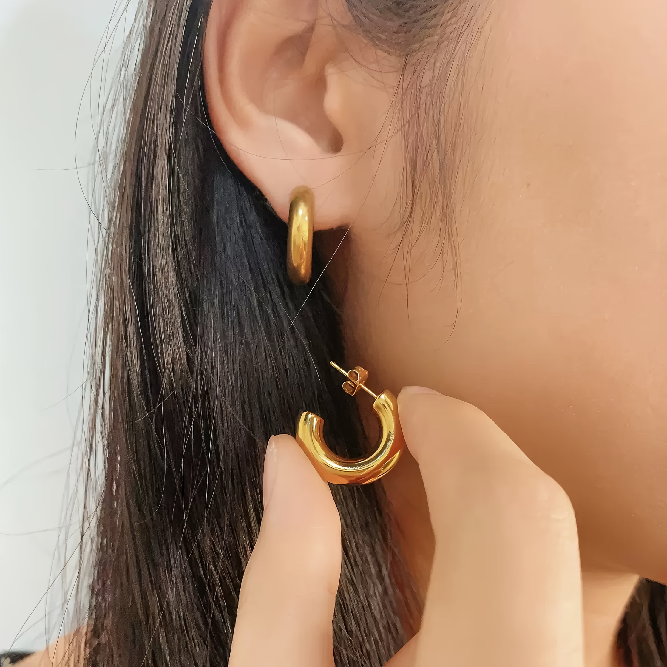 E-shop Hypoallergene Edelstahl Ohrringe, 18K vergoldenet, Anti-Fade, und vielseitig, Einfach und elegant, Hochwertige modische Damenohrringe für den
