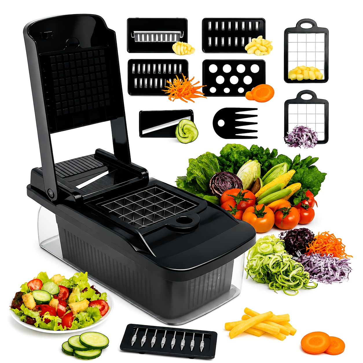 TEMU 7-blade Manual Slicer Made Of Stainless Steel Material For Household Fruits, Vegetables, Onions, Potatoes, Vegetable Separation And Cutting
