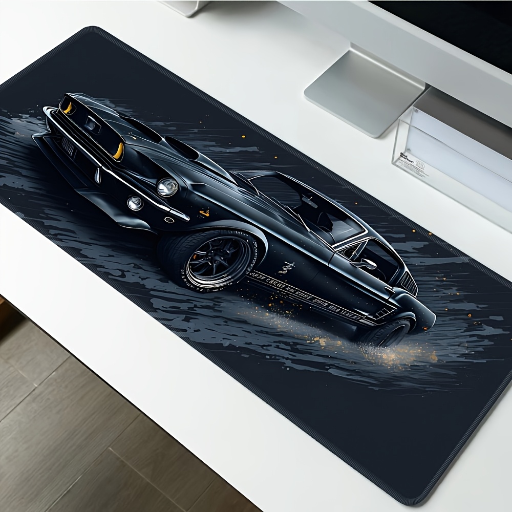 Large Muscle Car Gaming Mouse Pad with Non-Slip Rubber Base, Extended Desk Mat for Keyboard and Mouse, Vibrant Black & Orange Artwork, Perfect Gift for Car Enthusiasts, Gaming Desk Accessory, Gaming Desk Mat | Vibrant Desk Mat | Nonslip Rubber Mat, Mouse Pads for Desk