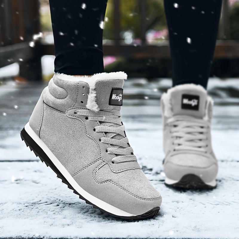 womens cozy winter boots warm fleece lined grey casual ankle