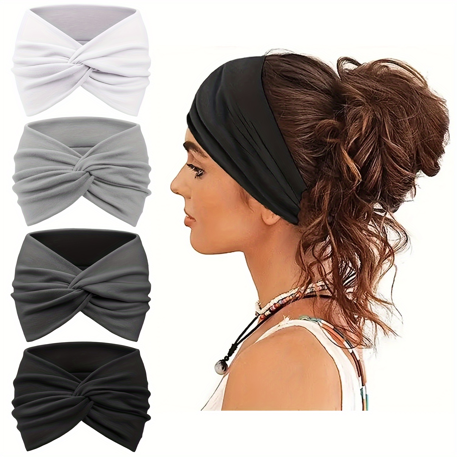 

4- Polyester Knotted Headbands For Women - For , , - -wicking Stretchy Headwraps