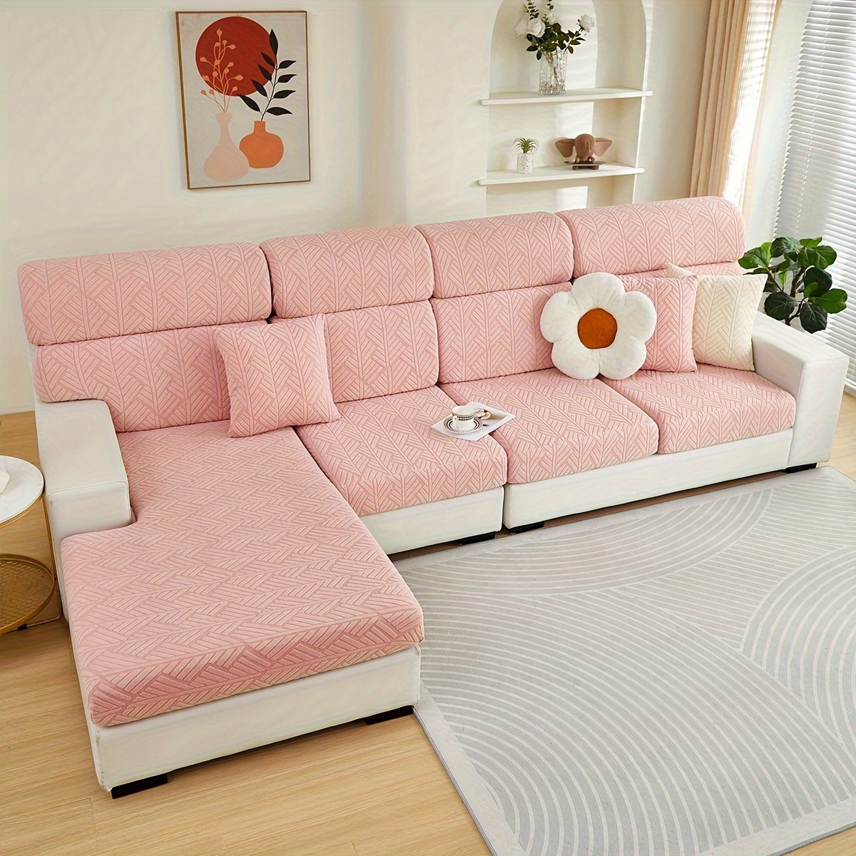 launch 1pc jacquard colorful fleece sofa cover elastic universal stretch sofa cover for   easy to   universal full wrap non slip sofa cover back cover and cushion cover sofa protection cover suitable for offic Product details 16