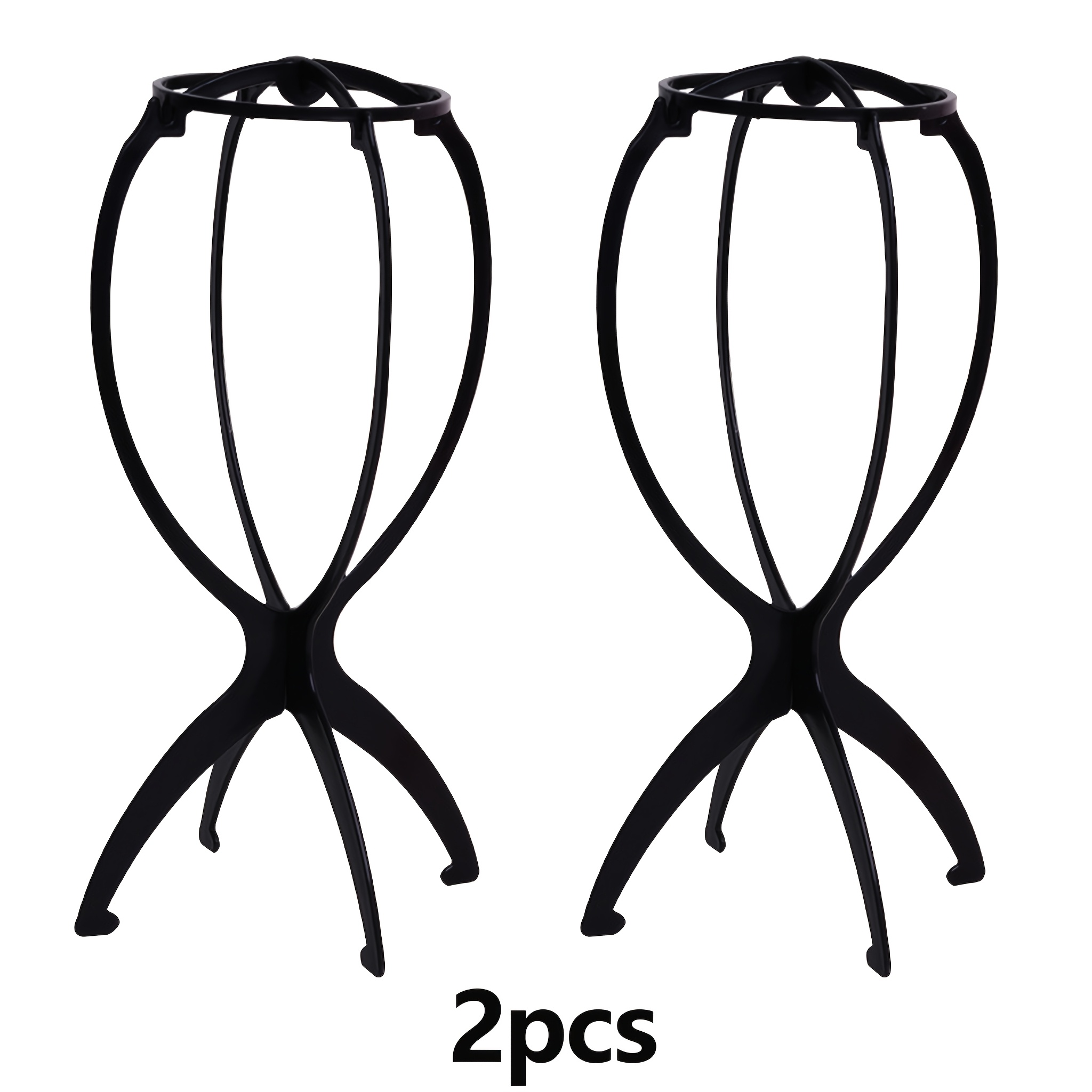 TEMU 2pcs Heavy-duty Wig Holder Stand - Foldable, Space-saving Wig Display Rack For Salon, Home, Or Travel Ideal For Wig Making, Styling, And Storage