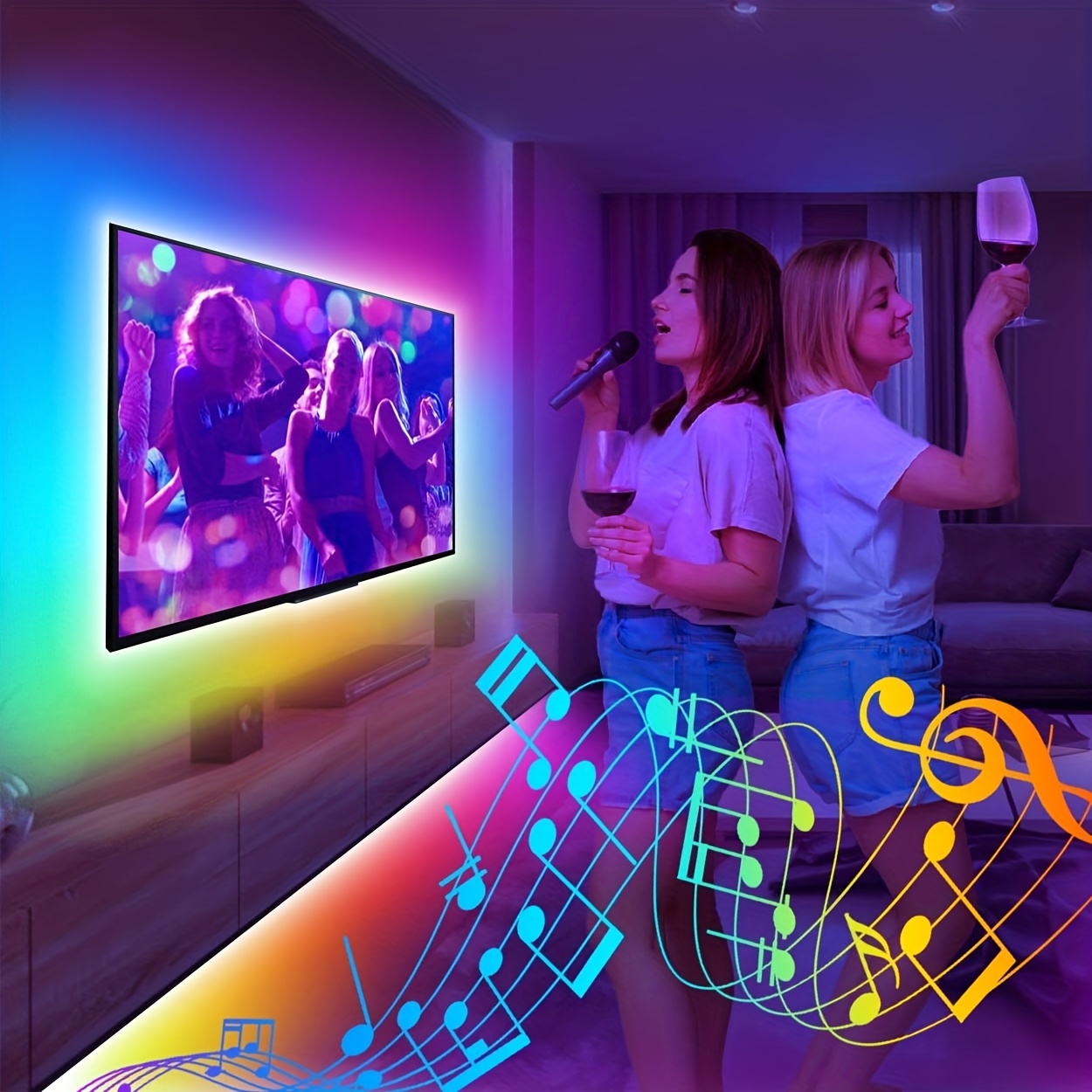 led tv backlight sensor rgbic light strip 50 75 inch - Temu