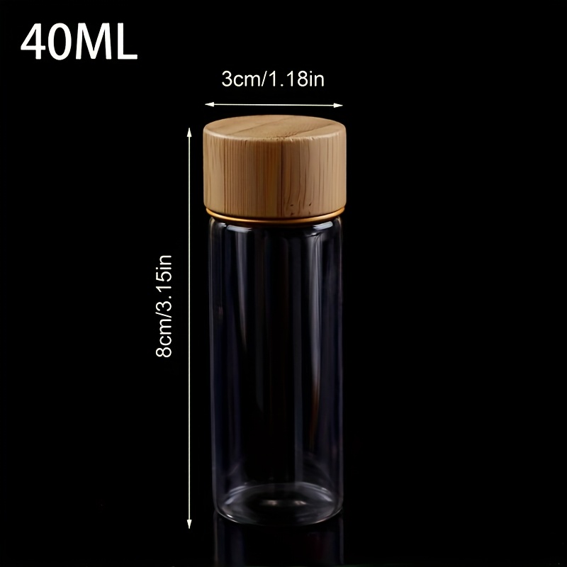 TEMU 2 шт. скляні пляшечки з кришками 20 мл/30 мл/40 мл (0.67oz/1.01oz/1.), місткість - закриття, герметичність, без рук, круглий декоративний