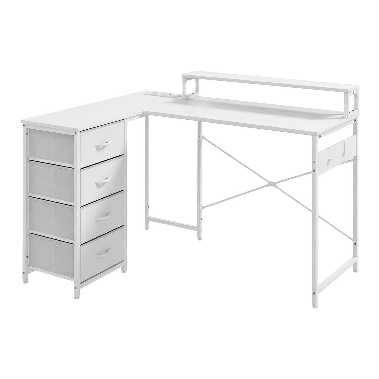 Image of 130cm L-shaped Corner Computer Desk With Drawers And Monitor Stand And Stand, For Study, Office, And Gaming