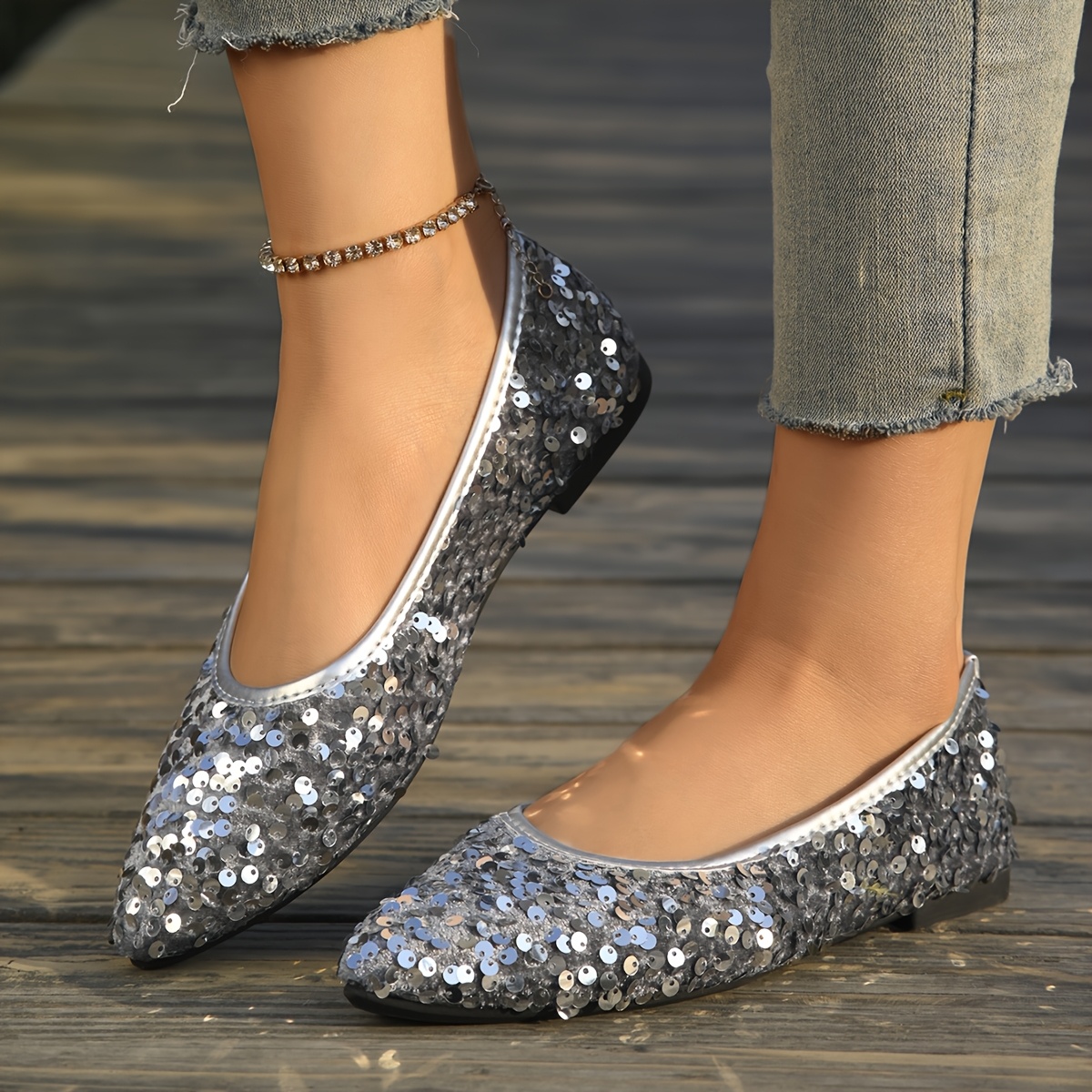 slim fit dress slacks Fiesso by Aurelio Garcia Pointed Toe Multi Color Glitter Dress Shoes main image 0