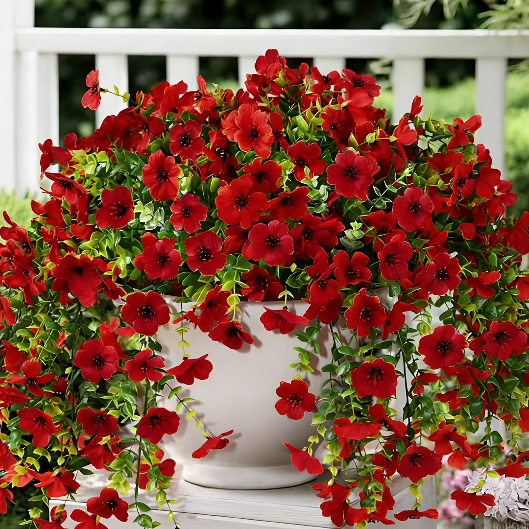 2pcs artificial hanging daisy plants uv resistant spring decoration suitable for indoor outdoor home porch or     in white potted plants durable plastic flowers