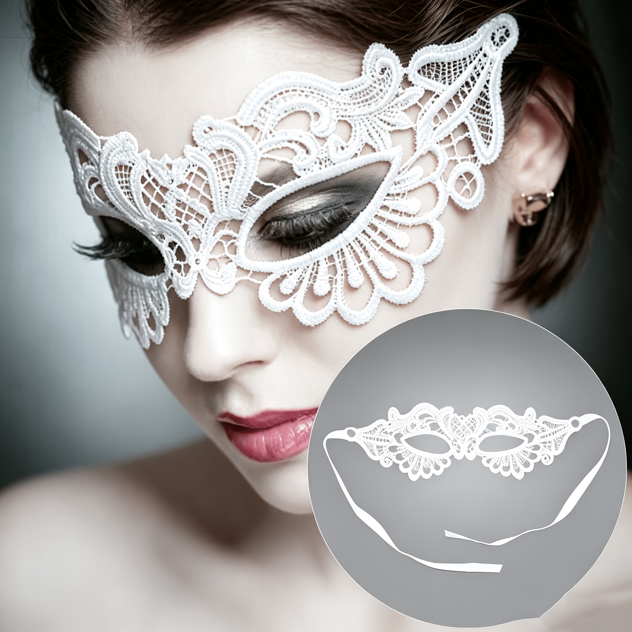 2pcs Black and White Lace Masquerade Eye Masks