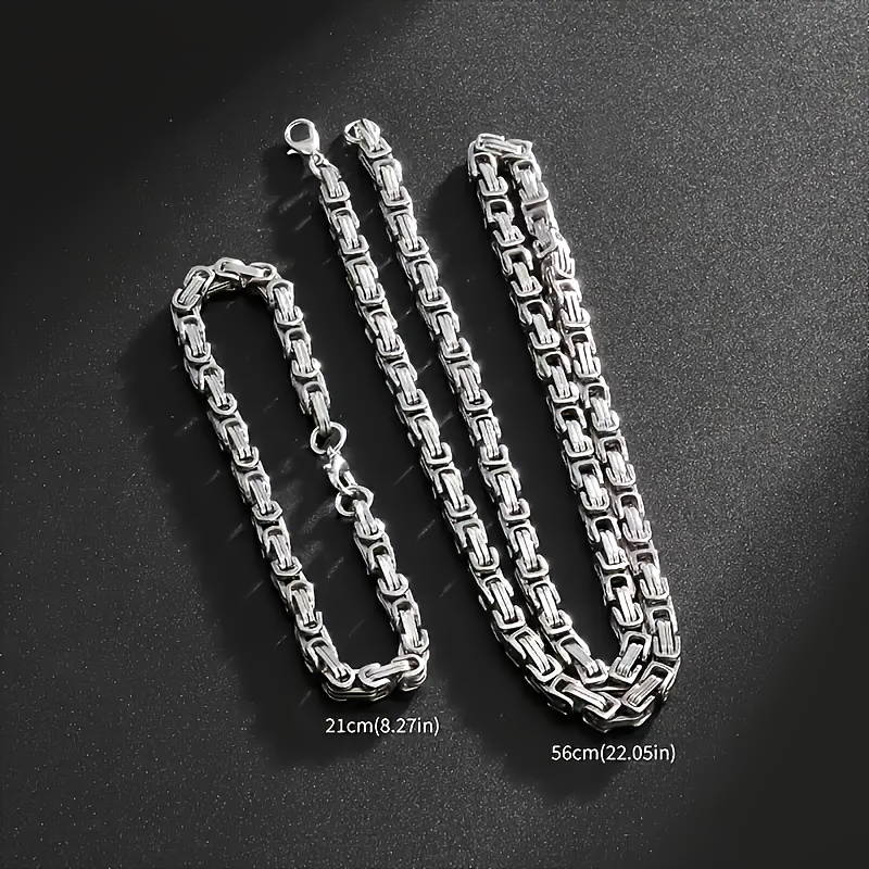 E-shop 2er Set Edelstahl Wikinger Halskette und Armband - Mode Schmuck für Herren, inspiriert von nordischen Göttern in Farbe