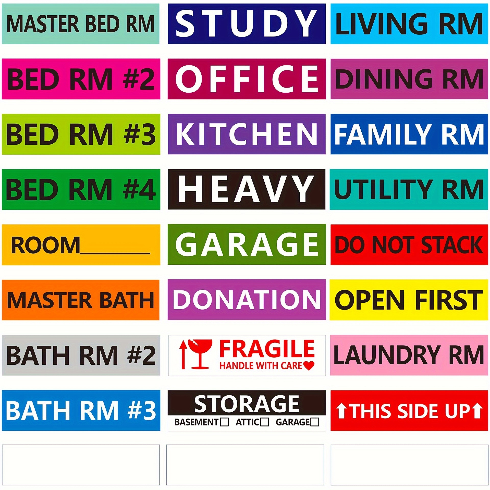 

135 Stickers/5pcs 4*1 Inch Color Coded Home Moving Box Labels Transport Labels