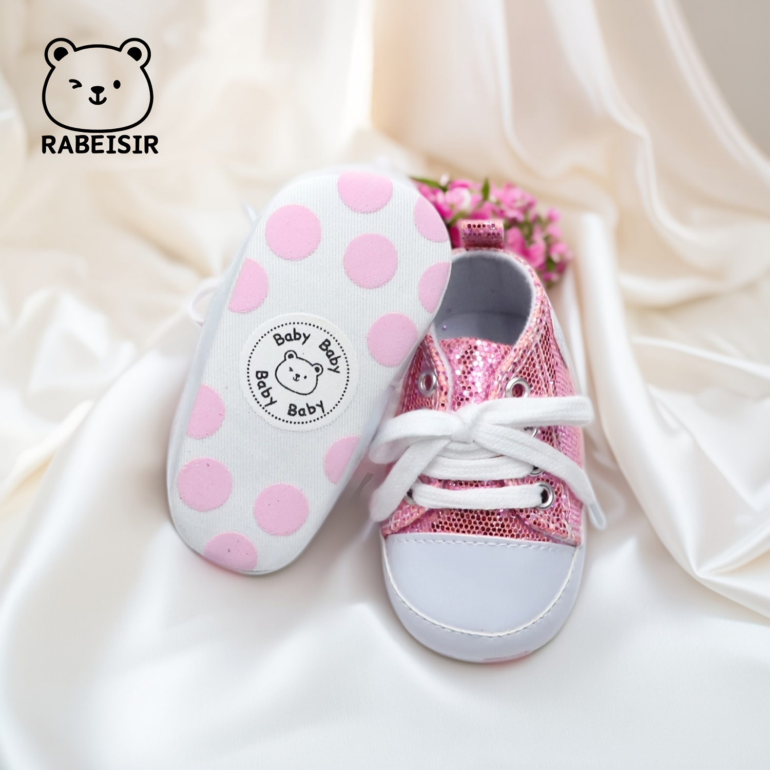 Trendy Comfortable Sequin Sneakers For Baby Boys, Lightweight Non Slip Shoes For Indoor Outdoor Walking, Spring And Autumn