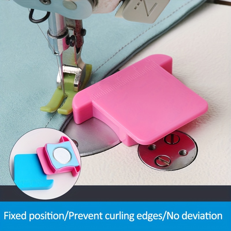 

1pc Sewing Machine Magnetic Seam Guide With Scale - Portable, Stopper Stitching - In Pink, Purple, Red, Blue, Strong Magnet, Stopper