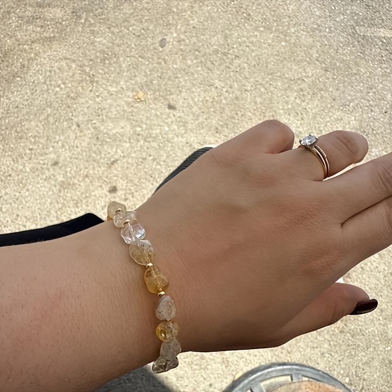Women's Natural Citrine Adjustable Bead Bracelet, Prosperity Charm